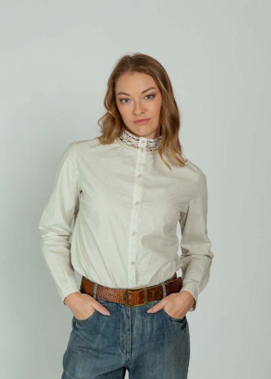  에이치플러스 하노 베셀 블라우스 H+ 한노 웨셀 클레오 코튼 셔츠 샌드 - H+ HANNOH WESSEL