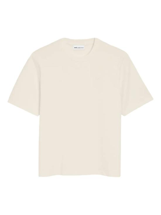 26SS 아미 화이트 코튼 드 하트 엠보스 티셔츠 UTS357 726136 White