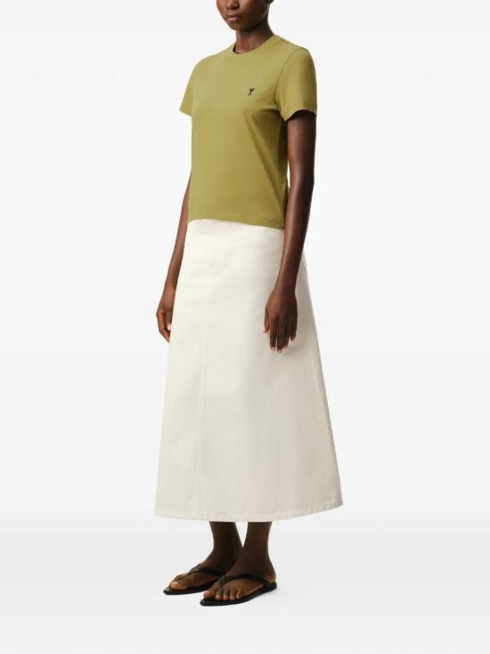 26SS 아미 스몰 하트 로고 코튼 크롭 티셔츠 FTS347 724A035 Green - AMI