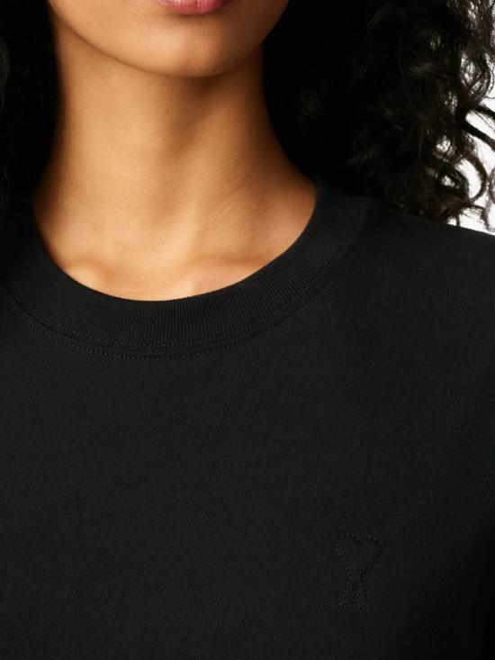26SS 아미 하트 로고 코튼 자수 티셔츠 UTS341 726001 Black - AMI
