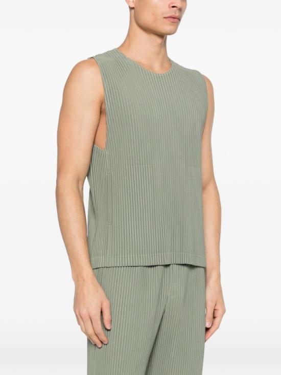 25FW 옴므 플리세 이세이 미야케 민소매 티셔츠 HP58JE157 64 Green - HOMME PLISSE' ISSEY MIYAKE