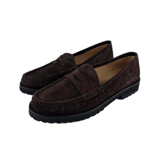  앤 매쉬번 로퍼 러그 솔  초콜릿 스웨이드 - ANN MASHBURN