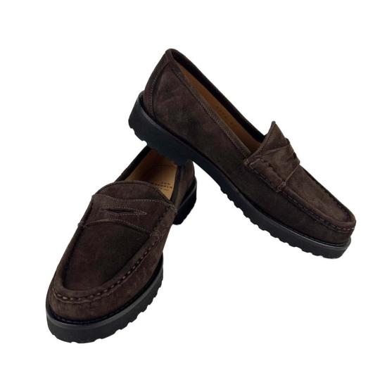  앤 매쉬번 로퍼 러그 솔  초콜릿 스웨이드 - ANN MASHBURN