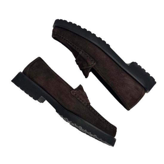  앤 매쉬번 로퍼 러그 솔  초콜릿 스웨이드 - ANN MASHBURN