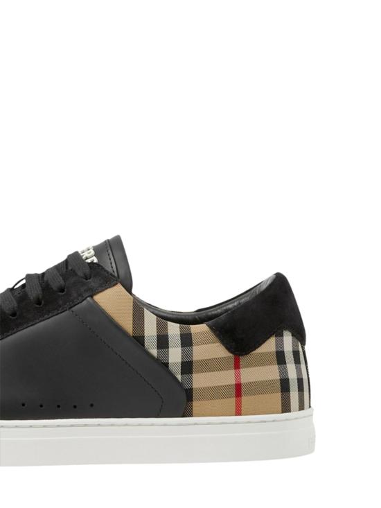 26SS 버버리 레더 스웨이드 체크 스니커즈 8070818 A7626 Black - BURBERRY