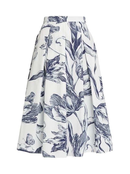 26SS 에르뎀 미디 스커트 PS26S1051069002 BOTANICALENGRAVINGIVORY White