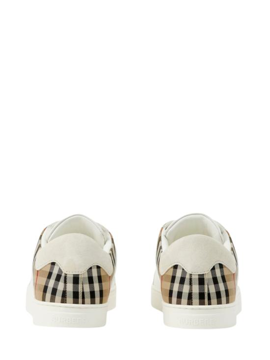 26SS 버버리 레더 스웨이드 체크 스니커즈 8069089 A9022 White - BURBERRY