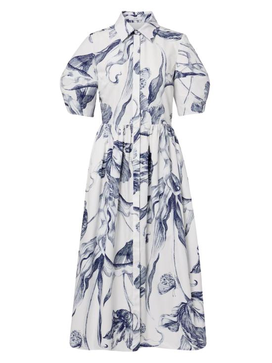 26SS 에르뎀 미디 원피스 PS26D19851069002 BOTANICALENGRAVINGIVORY White