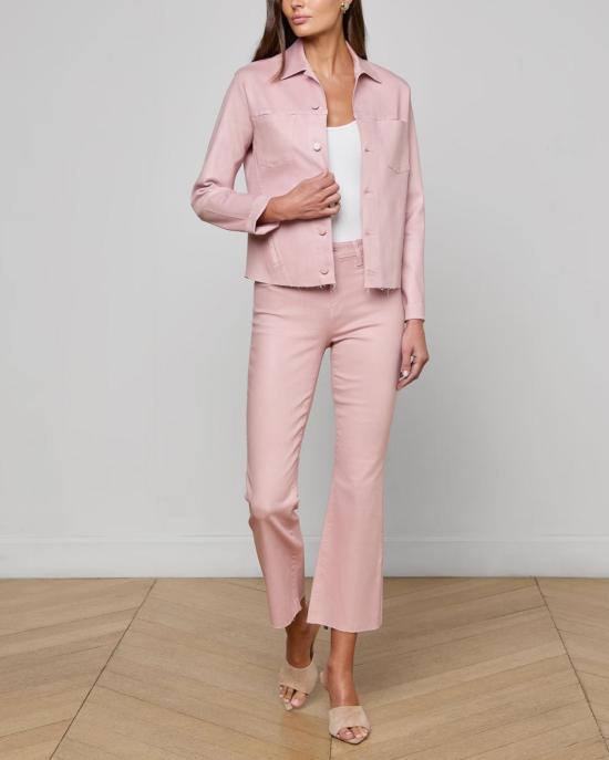  라장스 데님 자켓 자넬 슬림 로우 재킷 페일 로즈 코팅 - L'AGENCE