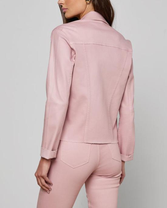  라장스 데님 자켓 자넬 슬림 로우 재킷 페일 로즈 코팅 - L'AGENCE