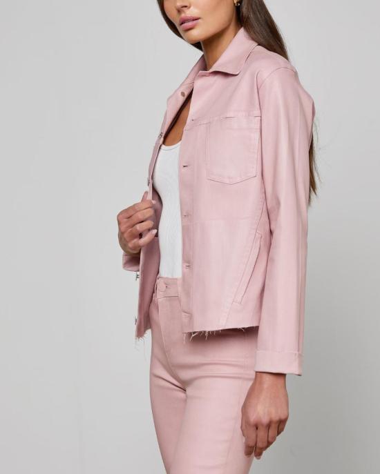  라장스 데님 자켓 자넬 슬림 로우 재킷 페일 로즈 코팅 - L'AGENCE