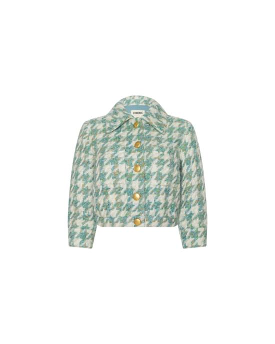  라장스 자켓 지아 크롭 3/4 소매 재킷 더스티 제이드 멀티 하운드투스