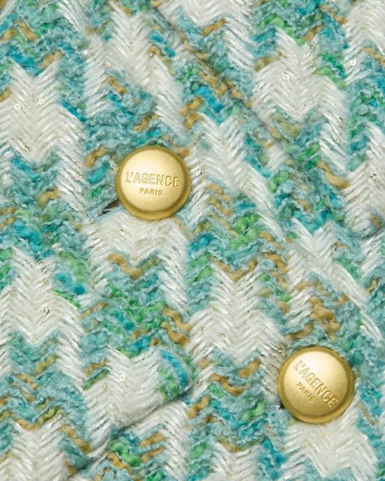  라장스 자켓 지아 크롭 3/4 소매 재킷 더스티 제이드 멀티 하운드투스 - L'AGENCE