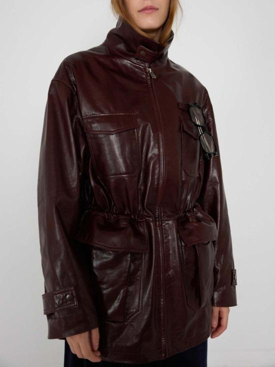  더 엔케이씨 스토어 가죽 자켓 NKC 스토어 카르멘 램스킨 가죽 재킷 버건디 - The NKC Store