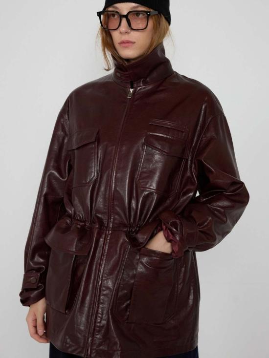  더 엔케이씨 스토어 가죽 자켓 NKC 스토어 카르멘 램스킨 가죽 재킷 버건디 - The NKC Store