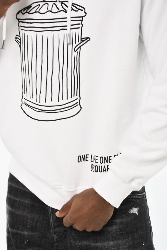  디스퀘어드2 후드 티셔츠 S78GU0075 S25591 100 Black White - DSQUARED2