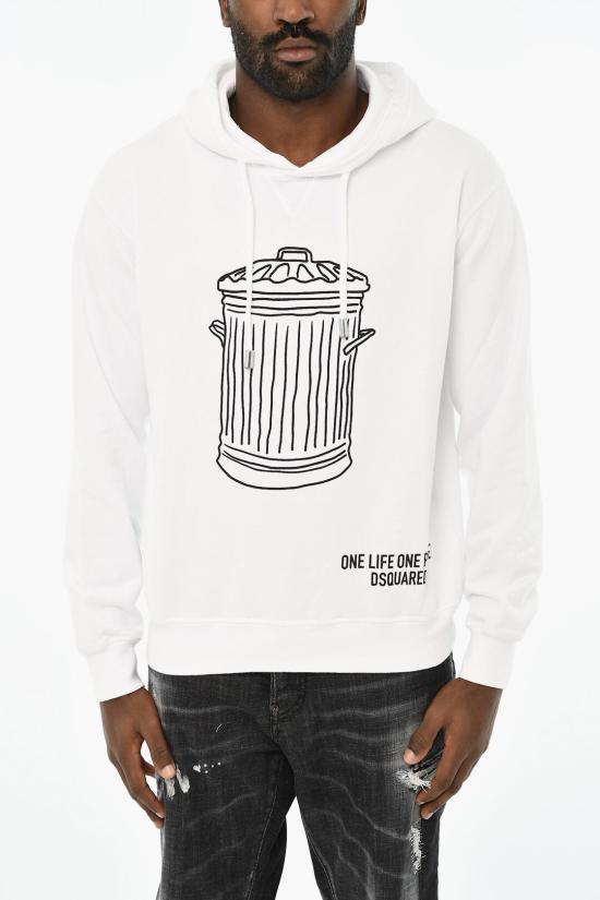  디스퀘어드2 후드 티셔츠 S78GU0075 S25591 100 Black White