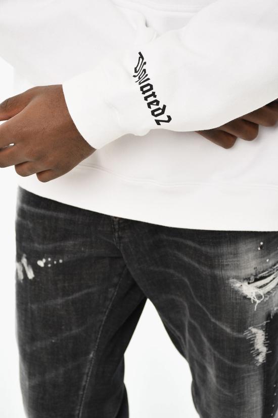  디스퀘어드2 후드 티셔츠 S74GU0690 S25516 100 Black White - DSQUARED2