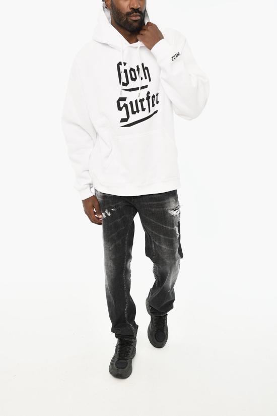  디스퀘어드2 후드 티셔츠 S74GU0690 S25516 100 Black White - DSQUARED2