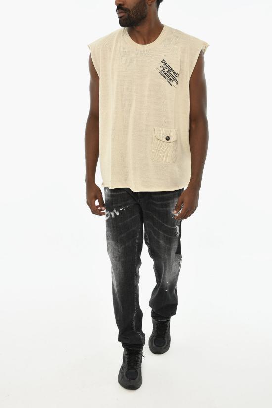  디스퀘어드2 민소매 티셔츠 S74HA1331 S18312 101 Beige - DSQUARED2