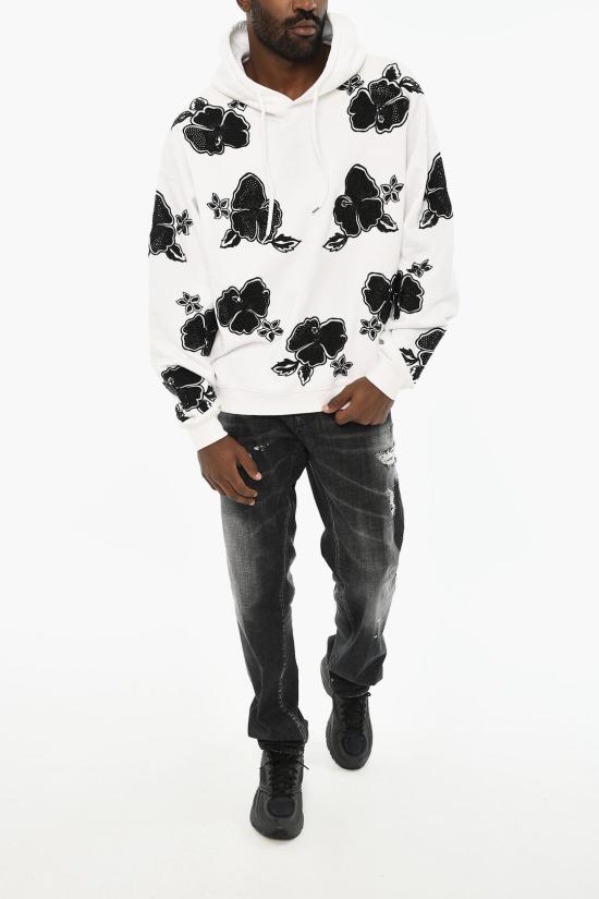 디스퀘어드2 후드 티셔츠 S74GU0689 S25516 100 Black White - DSQUARED2