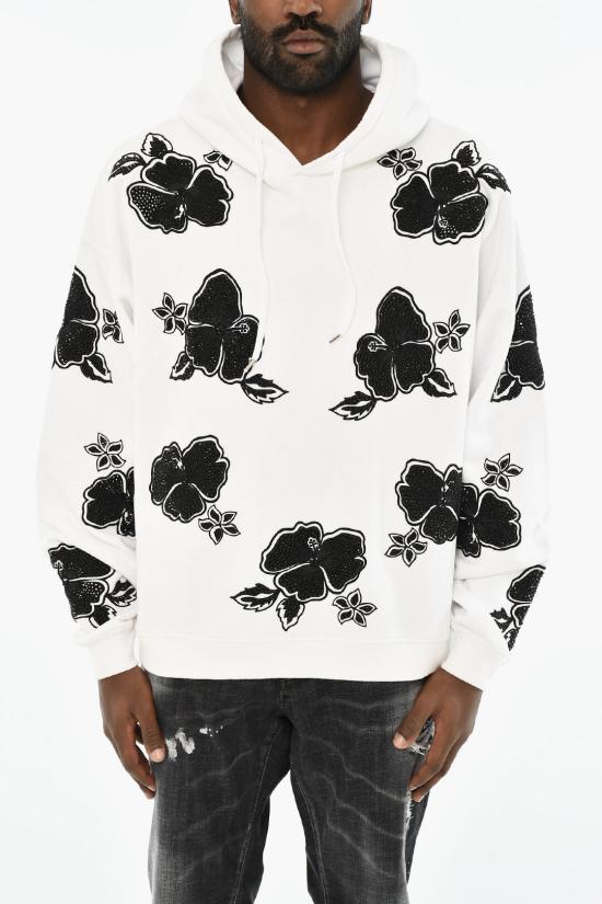  디스퀘어드2 후드 티셔츠 S74GU0689 S25516 100 Black White