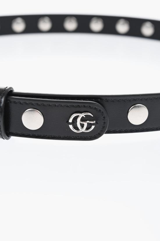  구찌 로고 스터드 레귤러 벨트 71573610O0G1000 Black - GUCCI