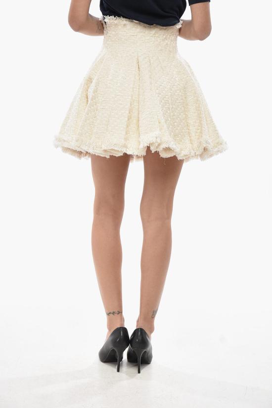  발망 숏 스커트 AF1LB725CD270AQ White - BALMAIN