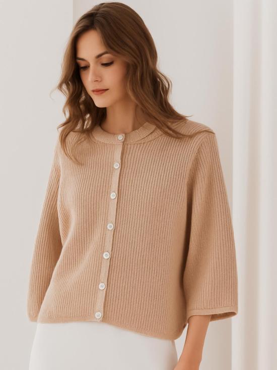  어텀 캐시미어 가디건 오텀 캐시미어 엘보 슬리브 셰이커 카디건