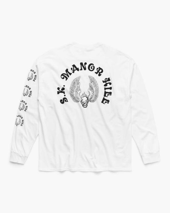  에스케이 매너 힐 긴팔 티셔츠 S.K. 매너 힐 스컬 앤 윙스 티셔츠 화이트 - S.K. MANOR HILL