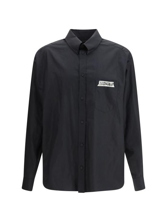 26SS 발렌시아가 긴팔 셔츠 857809TRM28 1000 BLACK