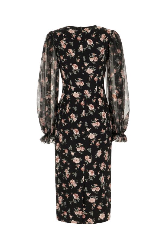 26SS 돌체앤가바나 미디 원피스 F611DTFSA8C HN5XQ ROSE VINTAGE FNERO - DOLCE & GABBANA