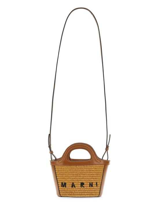 26FW 마르니 레더 & 라피아 트로피컬리아 마이크로백 BMMP0067Q0 P386000M50 BROWN - MARNI