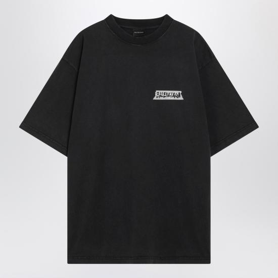26SS 발렌시아가 마스킹 테이프 티셔츠 850990TTVL6 Black