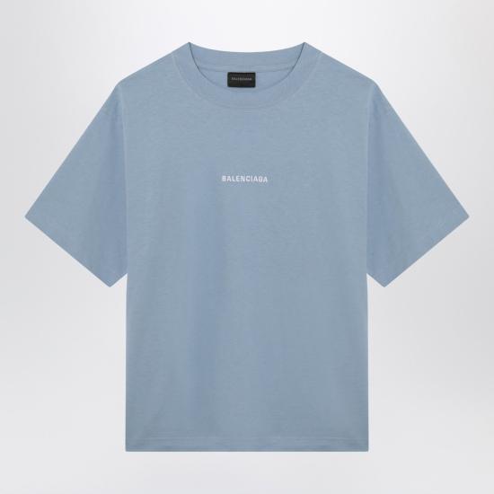 26SS 발렌시아가 백 미디엄 핏 티셔츠 850990TTVJ1 Light blue