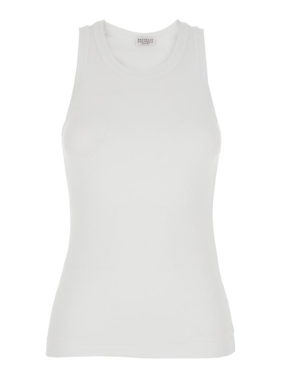 26SS 브루넬로 쿠치넬리 민소매 티셔츠 M0TC8FX230C159 White