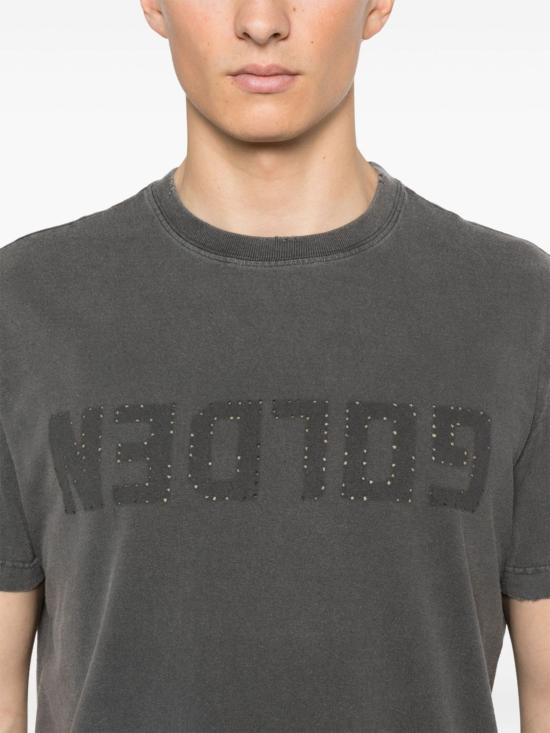 26SS 골든구스 골든 로고 프린트 반팔 티셔츠 GMP01220 P00067160318 Grey - GOLDEN GOOSE