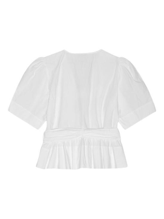 26SS 가니 스트레치 코튼 타이스트랩 블라우스 W0309 151 White - GANNI