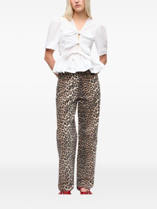 26SS 가니 스트레치 코튼 타이스트랩 블라우스 W0309 151 White - GANNI