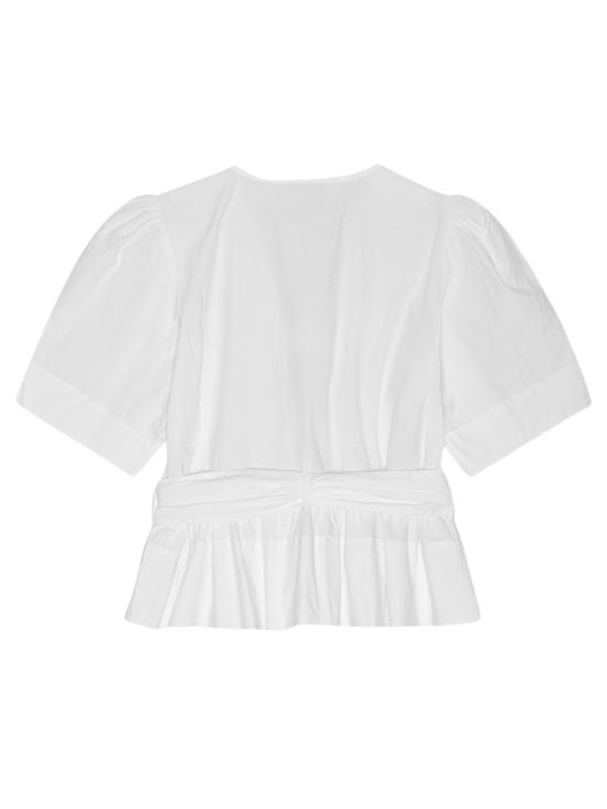 26SS 가니 스트레치 코튼 타이스트랩 블라우스 W0309 151 White - GANNI