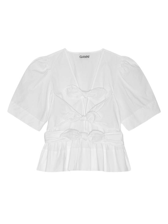 26SS 가니 스트레치 코튼 타이스트랩 블라우스 W0309 151 White