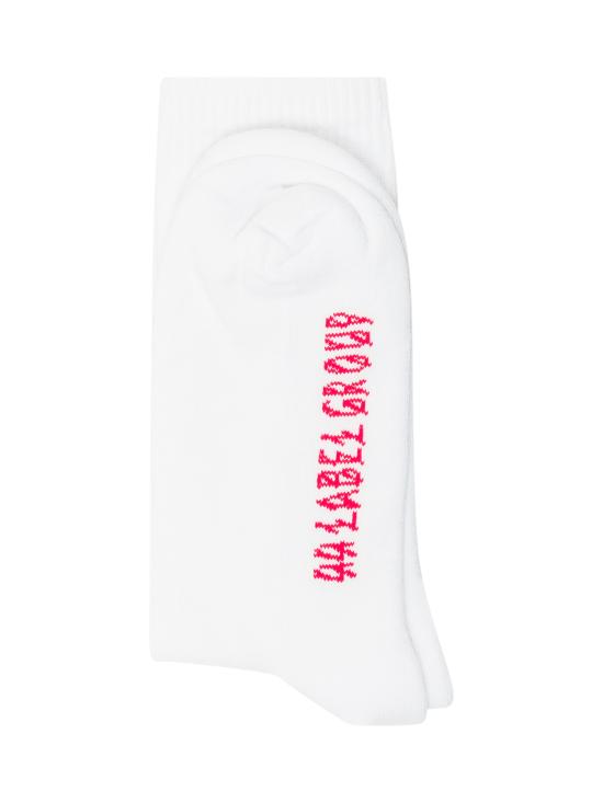 25FW 44레이블 양말 B0030141KN075 P725 OPTICAL WHITE 44 SIGNAL RED