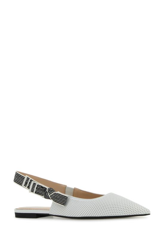 25FW 디올 뚜주흐 퍼포레이티드 서플 램스킨 슬링백 플랫슈즈 KCF009CEL 10W WHITE DOM - DIOR