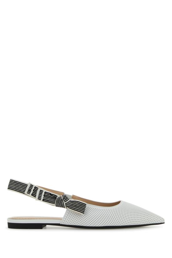 25FW 디올 뚜주흐 퍼포레이티드 서플 램스킨 슬링백 플랫슈즈 KCF009CEL 10W WHITE DOM