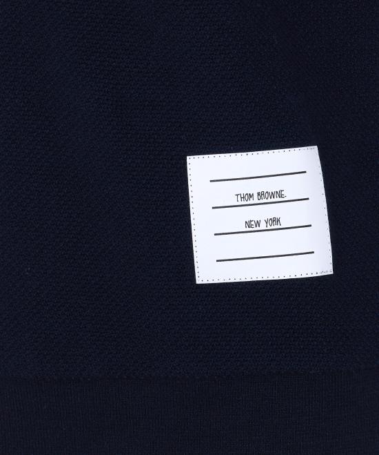 26SS 톰브라운 텍스처드 코튼 피케 4바 티셔츠 FJS222A J0248415 Blue - THOM BROWNE