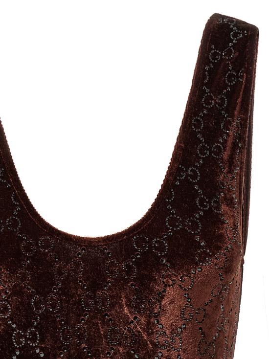 25FW 구찌 GG 크리스탈 엠브로이드 바디수트 850295XUANX2100 Brown - GUCCI