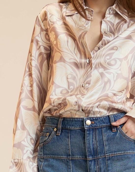  신시아 로리 블라우스 신시아 로울리 소장용 실크 셔츠 , 토프 프린트 - CYNTHIA ROWLEY