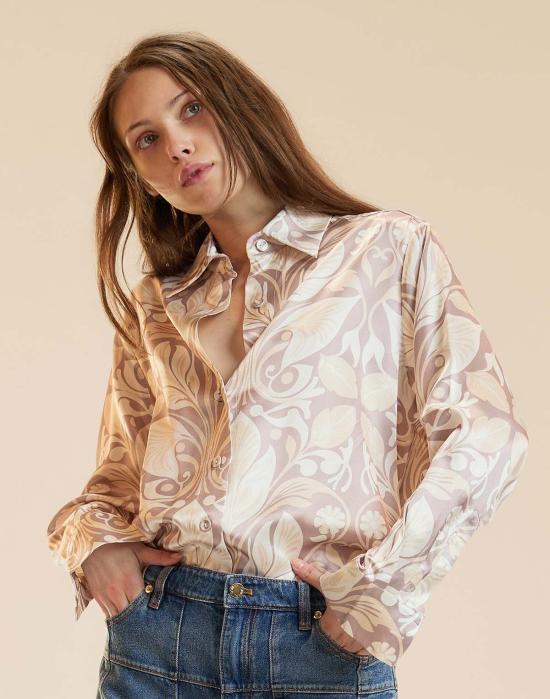  신시아 로리 블라우스 신시아 로울리 소장용 실크 셔츠 , 토프 프린트