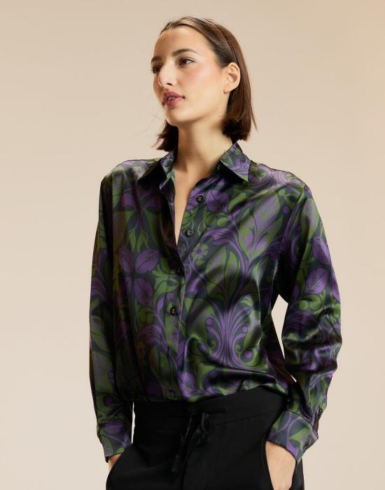  신시아 로리 블라우스 신시아 로울리 소장용 실크 셔츠 퍼플 멀티 - CYNTHIA ROWLEY