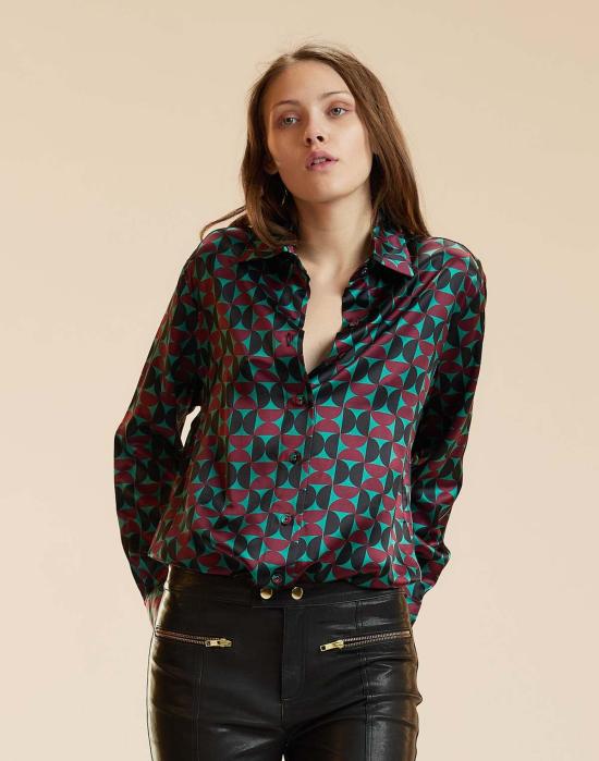  신시아 로리 블라우스 신시아 로울리 소장용 실크 셔츠 버건디 - CYNTHIA ROWLEY